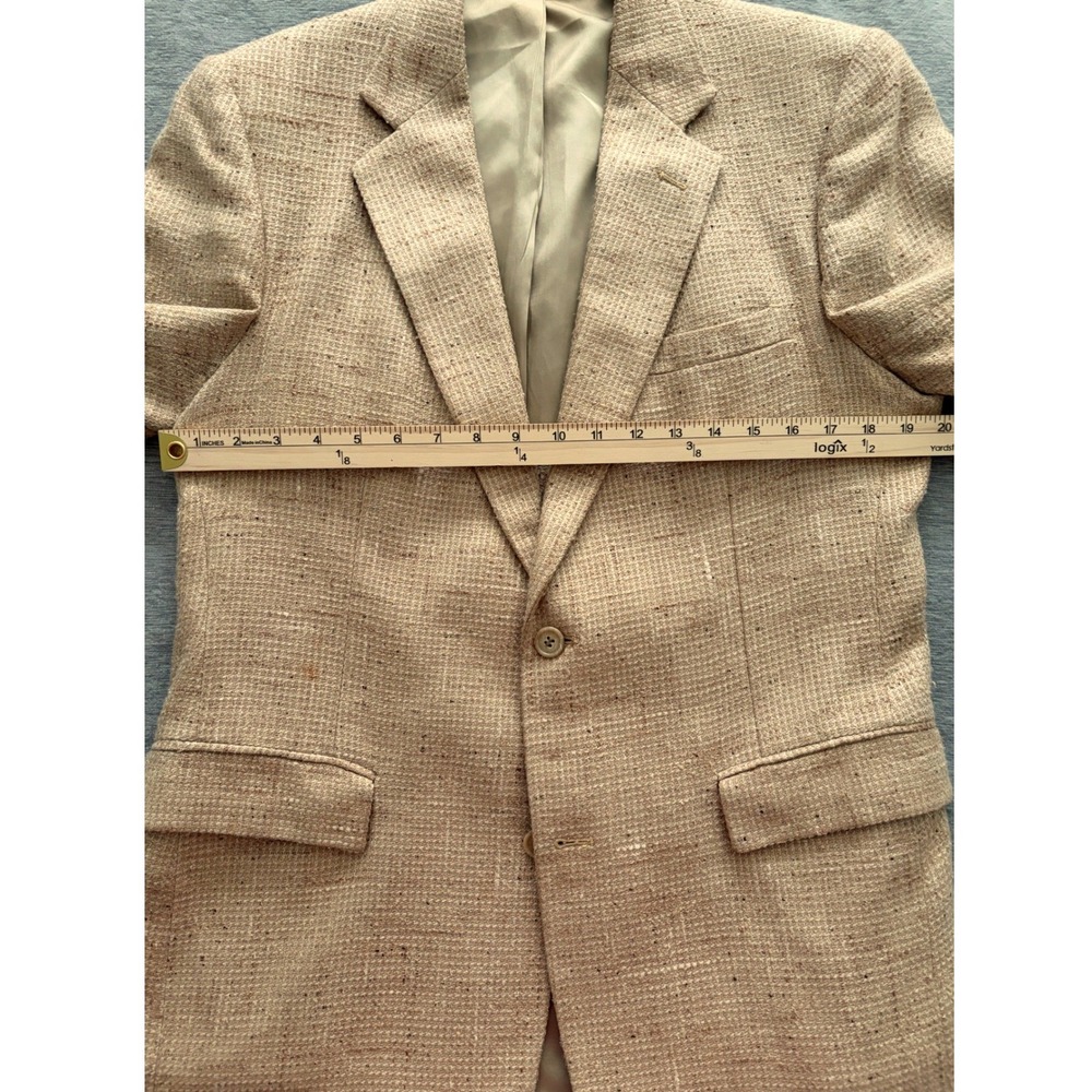 Vintage USA Tailored Silk Tweed Blazer Tan Beige Sport Coat Men 40R